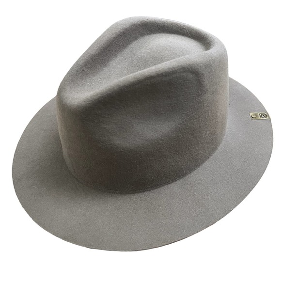Brixton Accessories - BRIXTON Women's size 7 1/4 Grey Shale Brown Wool Mojave Fedora Hat Western